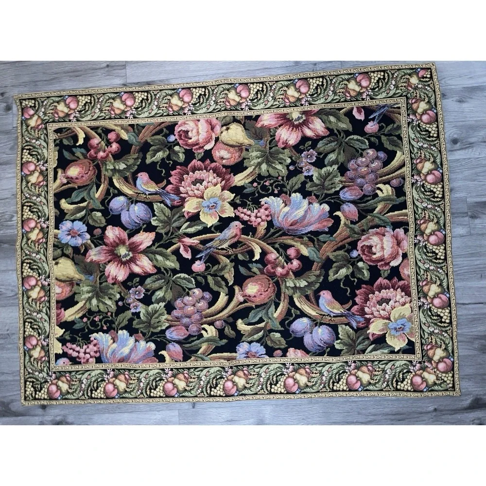 Vintage Eve's Floral Paradise A Belgium- Woven Jacquard tapestry‎ Horizontal